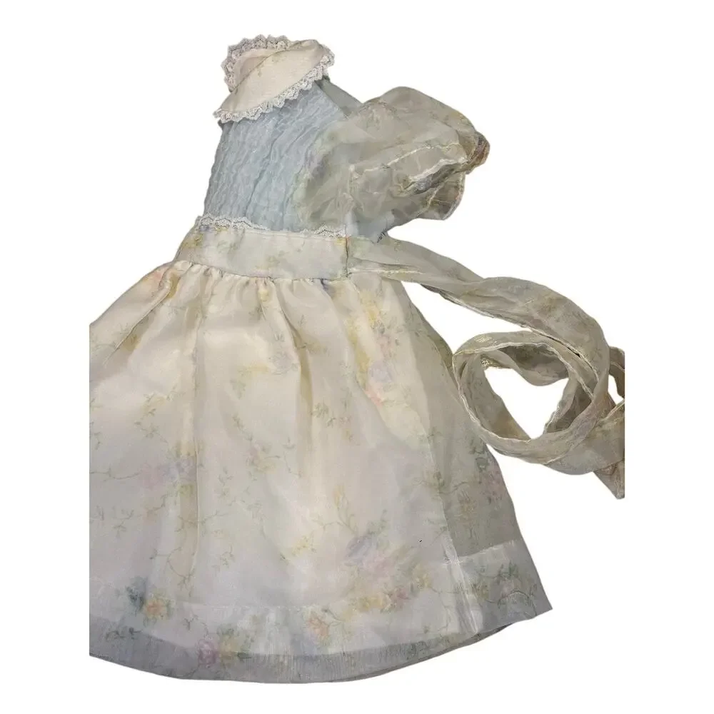 Vintage New York Kids Size 4 Pastel Floral Puff Sleeve Dress USA Made